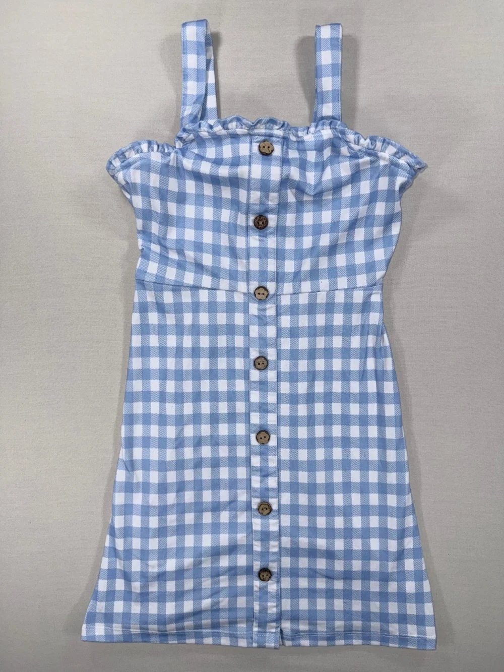 Rare Editions Blue Gingham Jumper Dress Size 7 Girls